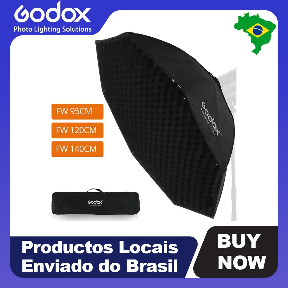 【Do Brasil】Godox Softbox Octogonal de Estúdio 95cm 120cm 140cm com Grid Colmeia e Refletor, com Montagem Bowens