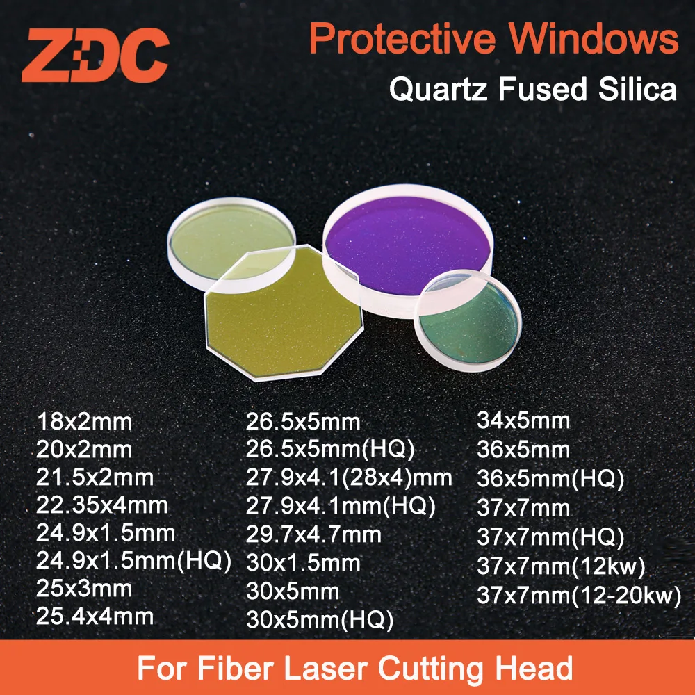 

Laser Protective Windows 20*2 22.35*4 27.9*4.1 30*5 36*5 37*7 1064nm Quartz Fused Silica For Raytools Precitec WSX BY