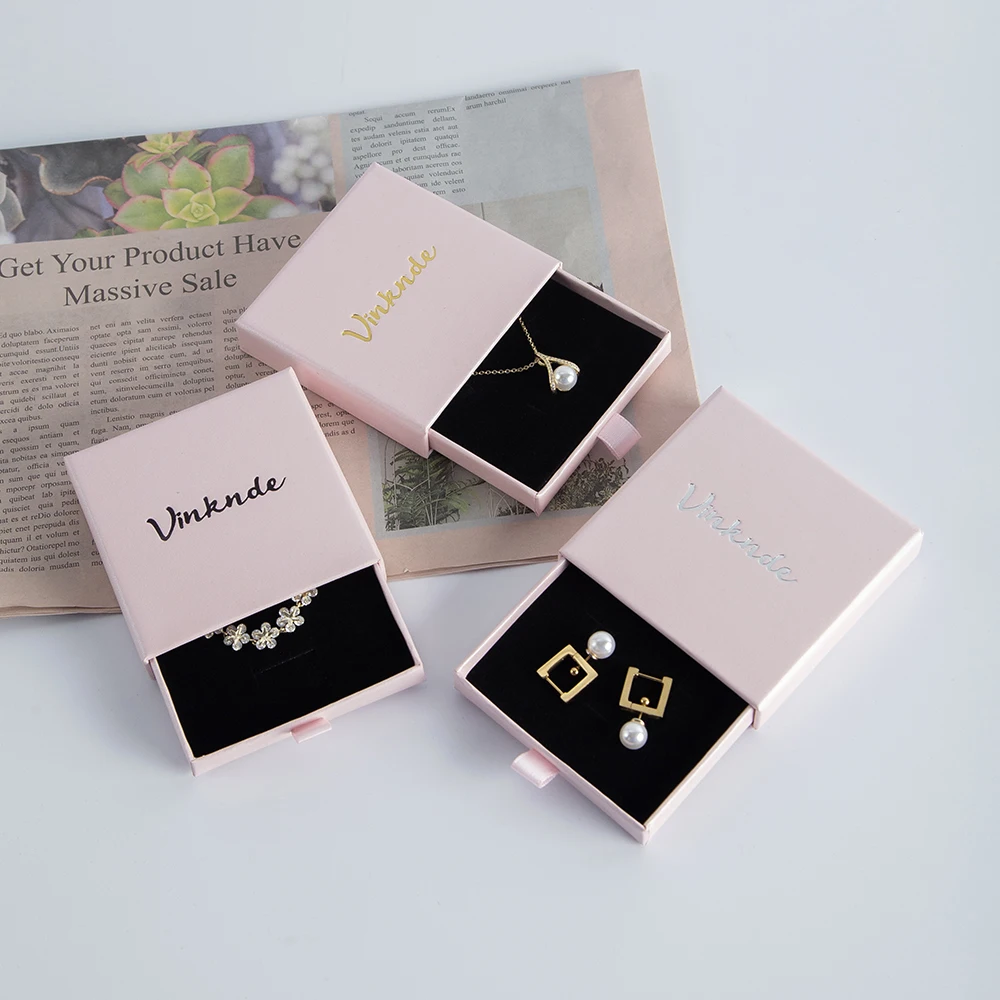 50Pcs Custom Logo Cardboard Jewelry Packaging Box For Ring Necklace Bracelet Pendant Black Coffee White Jewelry Storage Case Box zaful women s metal o ring decor bandeau solid color ruched lace up back cheeky high cut swimwear bikini set m deep coffee