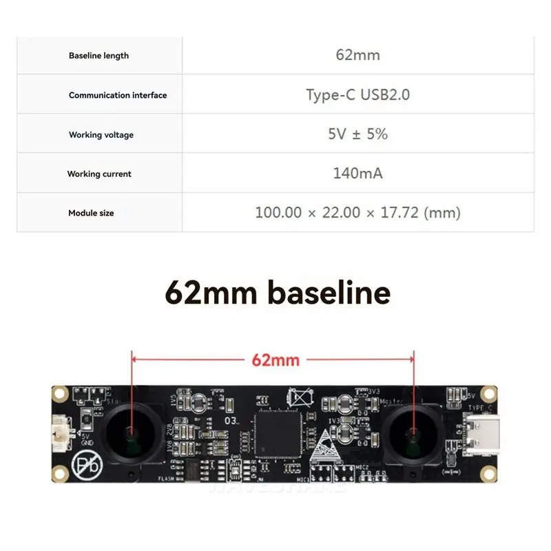 A42Z-Type-C OS02G10 2MP USB2.0 듀얼 렌즈 카메라(동기화된 프레임 출력/왜곡 없는 650Nm 필터 카메라 모듈 포함)