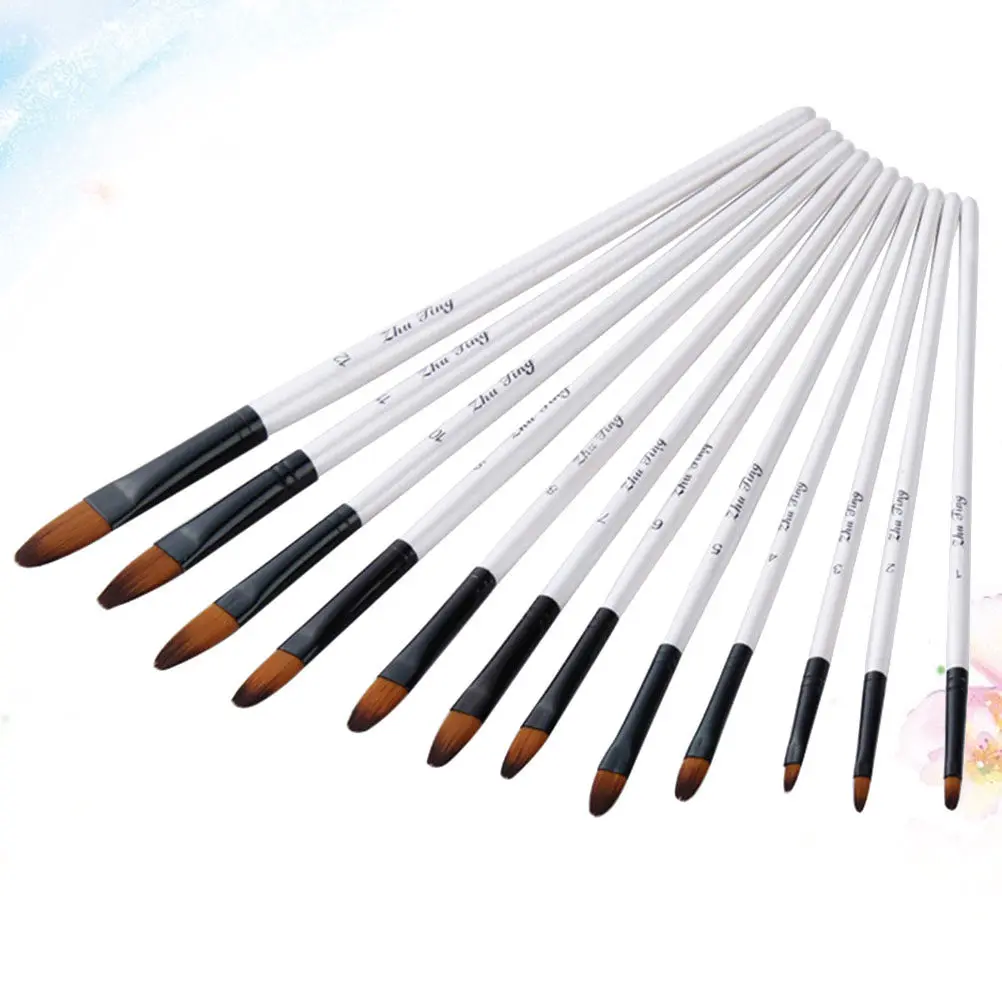 12Pcs 아트 브러쉬 세트 초보자를 위한 휴대용 페인팅 브러쉬 전문가 미니어처 디테일링 야생 동물 식물 공예 락