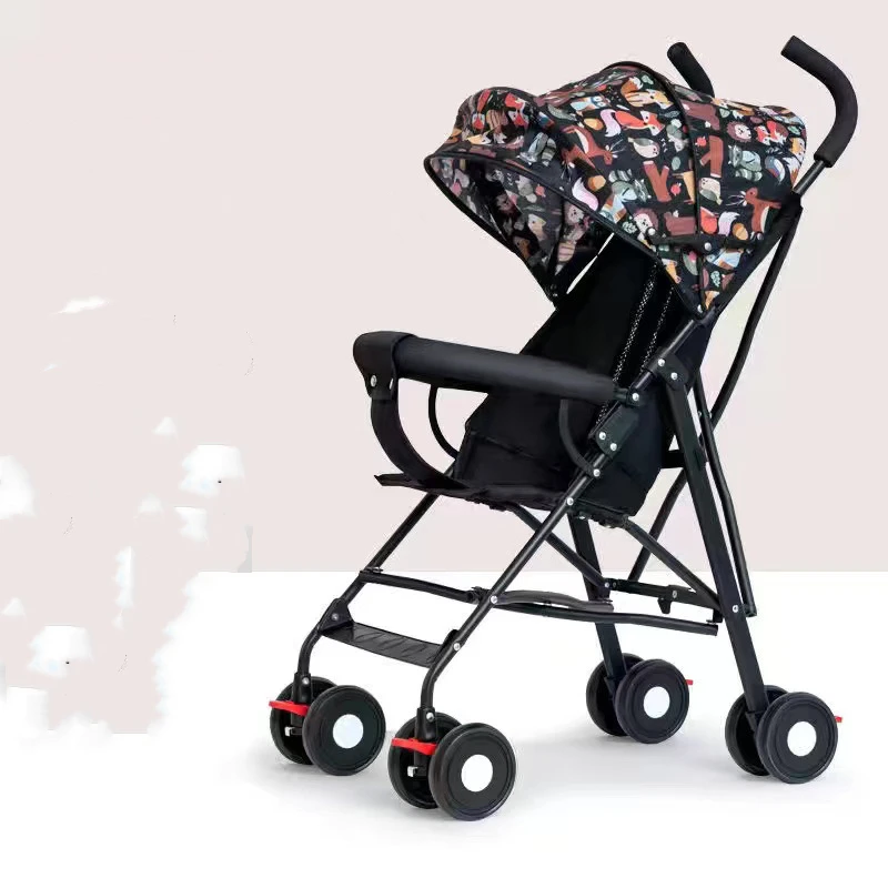 Baby Portable Stroller with Universal Wheels and Basket Foldable Baby Stroller with Backrest Can Only Be Used for Sitting