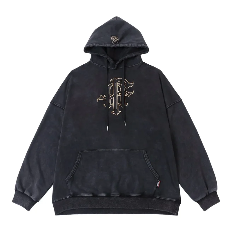 

Толстовка мужская оверсайз в стиле хип-хоп, винтажный свитшот с вышивкой в стиле High Street, свободный крой, пуловер с капюшоном в стиле ретро, Y2K