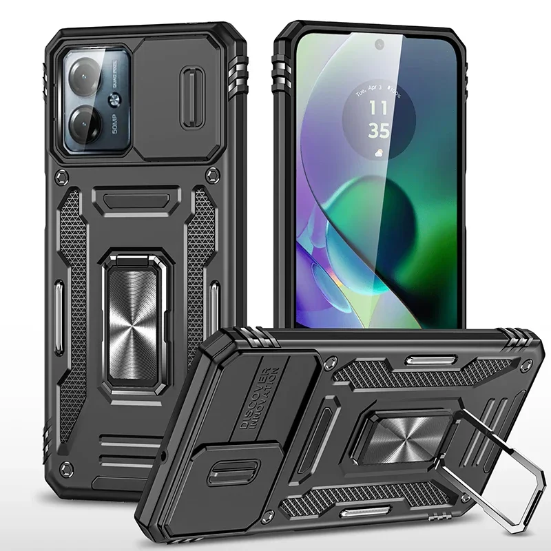 Ultimate Armor Shockproof Phone Case with Slide Window and Metal Holder
