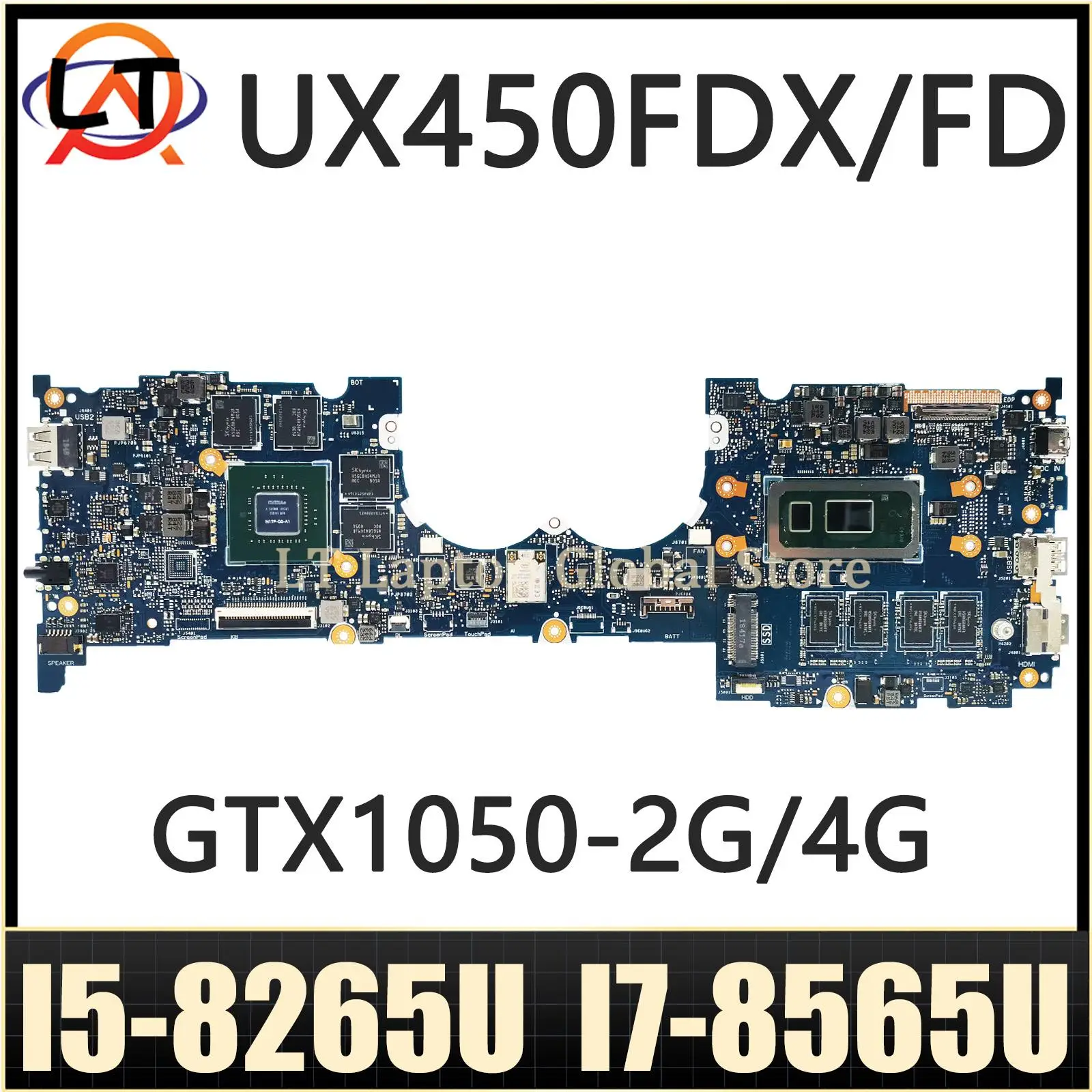 

For ASUS Zenbook Pro 14 UX450FD UX450FDX UX480F UX450FDA UX450F Laptop Motherboard i5 i7 8th Gen GTX1050 8G/16G-RAM MAINboard