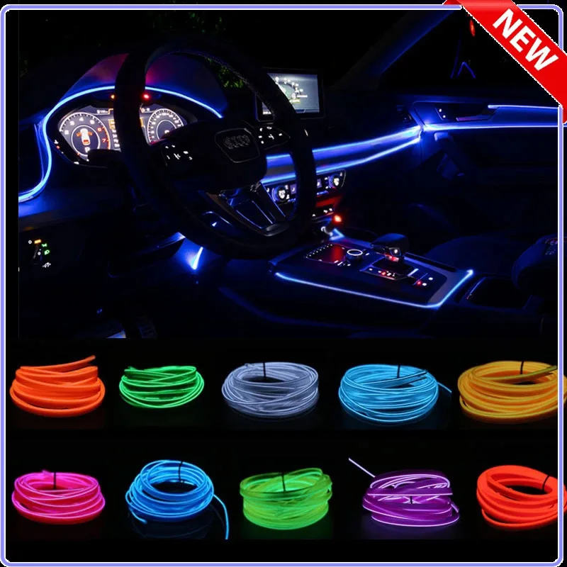

Led Strip Automobile Atmosphere Festoon Lamp Car Interior Lighting Decoration Garland Wire Rope Tube Line Flexible Neon Light