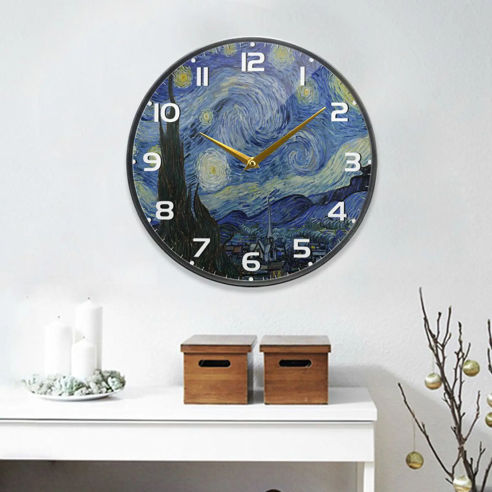 Van Gogh gwiaździstej nocy obraz olejny zegar akrylowy okrągłe, wiszące zegar ścienny zasilanie bateryjne nie tykający cichy cichy zegar na biurko 4 Van Gogh gwiaździstej nocy obraz olejny zegar akrylowy okrągłe, wiszące zegar ścienny zasilanie bateryjne nie tykający cichy cichy zegar na biurko 4