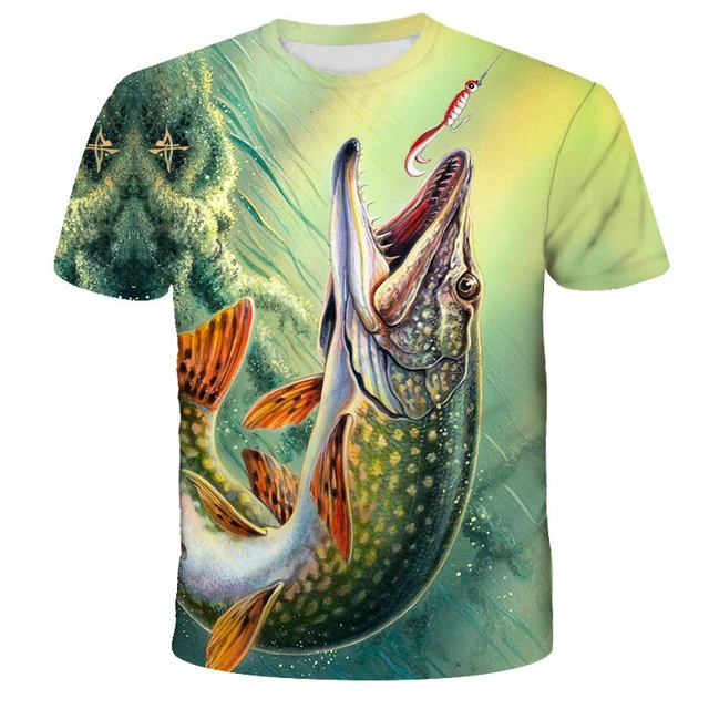 Summer Men Fishing Clothing Short Sleeve 3D Deep Sea Fish Hd Graphic T  Shirts Vintage Women Casual Fashion Tee Cool Tops - AliExpress