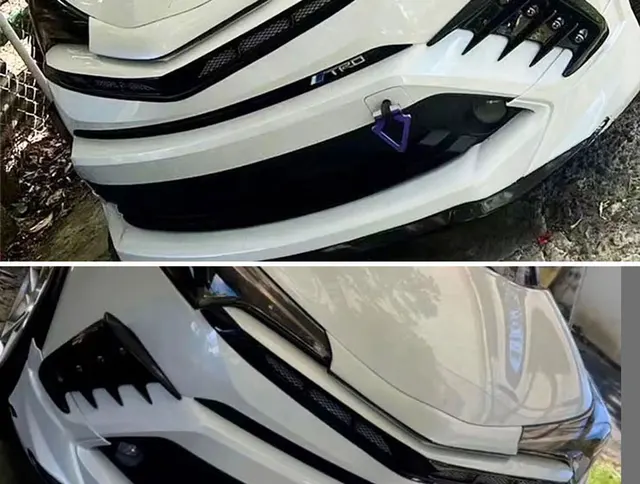 Front Bumper Cover カーボンファイバーフロントバンパーリッププロテクターカバートリム3ピースホンダアコード2018-19 Carb Front Bumper Cover ABSカーボンファイバーフロントバンパーカバー