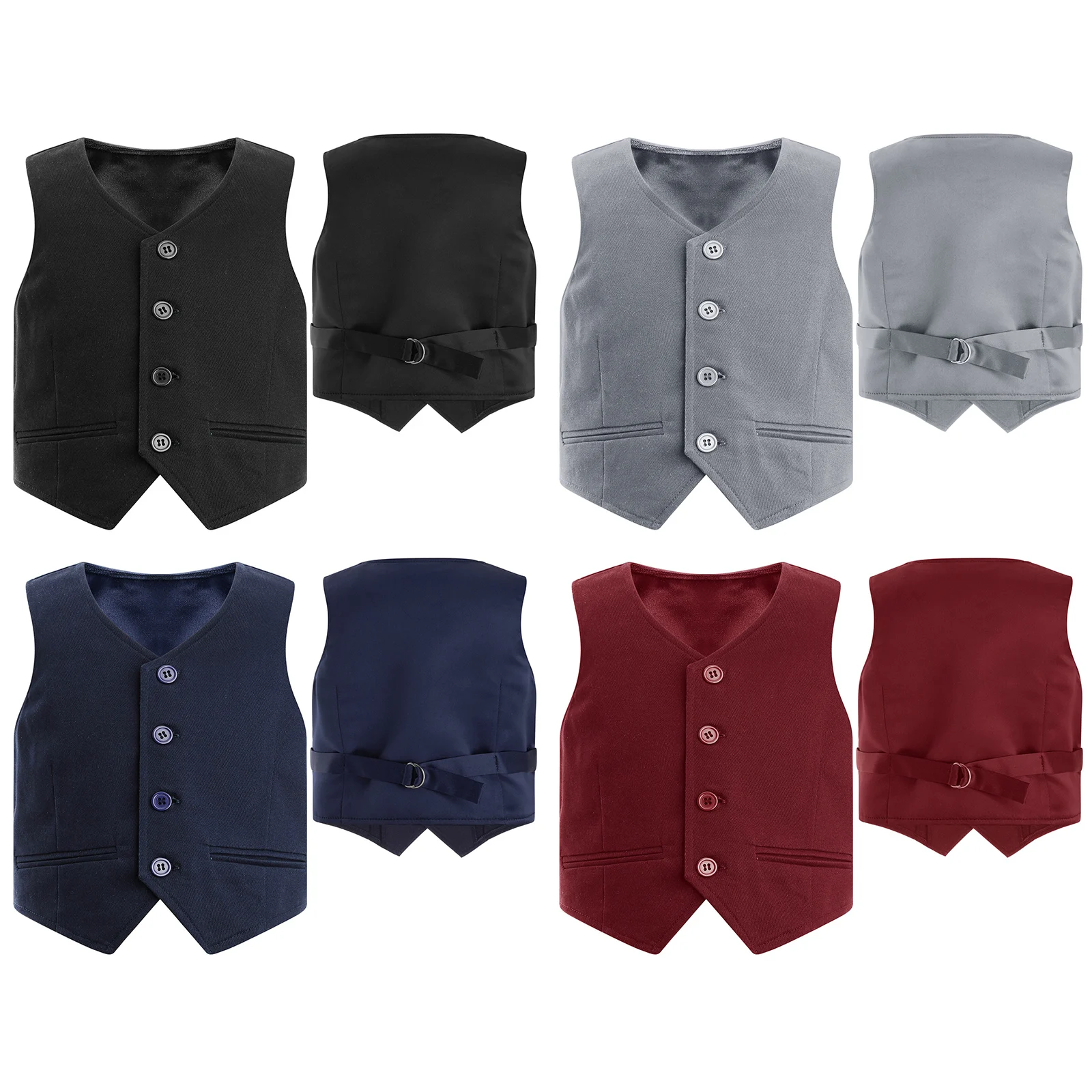 Kids Boys Gentleman Vest for Boys Formal Suit Vest Wedding Pageant Waistcoat Children's Catwalk Host Performance Fashion