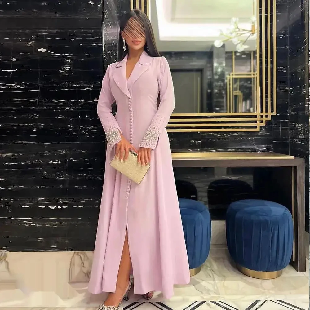 

New A-Line Evening Dress With Ankle-Length V Neckline Prom Dress Long Sleeves Women Wedding Party Formal Gowns Arabia