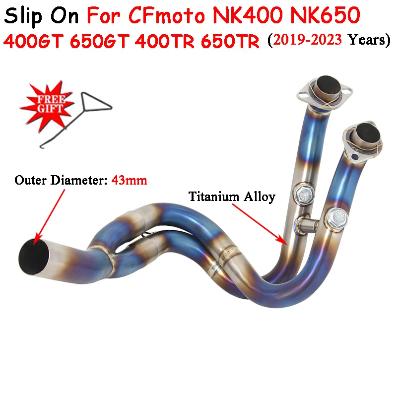 Slip On Motorcycle Exhaust Modify Titanium Alloy Front Link Pipe For CFmoto NK400 NK650 400GT 650GT 400TR 650TR 2019-2023 Years - Image 3