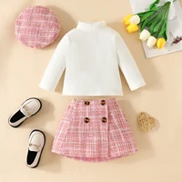Ma & baby 6M-3Y enfant en bas âge nouveau-né bébé filles vêtements ensembles tricot à manches longues hauts Plaid Skrits chapeau automne printemps tenues D05 3