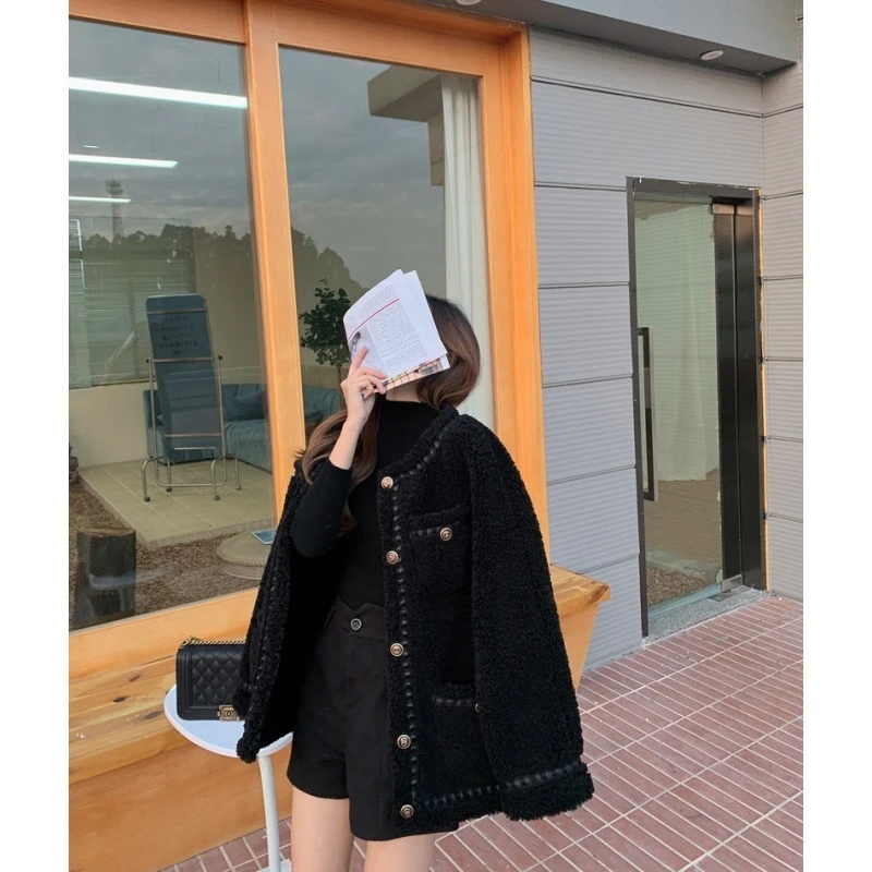 Plus Size Winter Lamb Wool Coat Women Korean Loose Casual With Thick Splicing Small Fragrant Wind Jacket High-Quality Overcoat