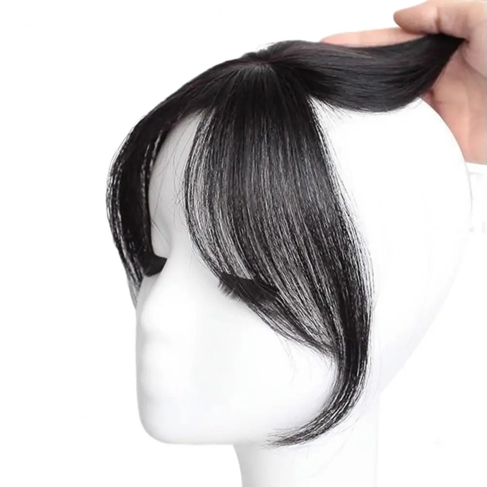 Women Clip-in Bangs Natural Wispy 3D French Bangs Hairpiece Forehead Hair Extensions Black Brown Side Bangs Fringe Wig