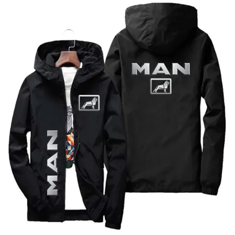 Logo Printed Zipper Jacket for Men's Car, Hood, Sweatshirt, Casual Jacket, Truck, Autumn, Winter, 2024