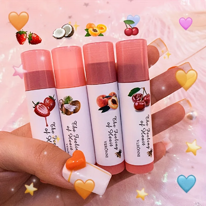 4 Colors Lip Balm Moisturizing Anti-dry Easy To Carry Anti-cracking Colored Lipstick Tint Makeup Lip Care Cosmetics Cute Gloss 5