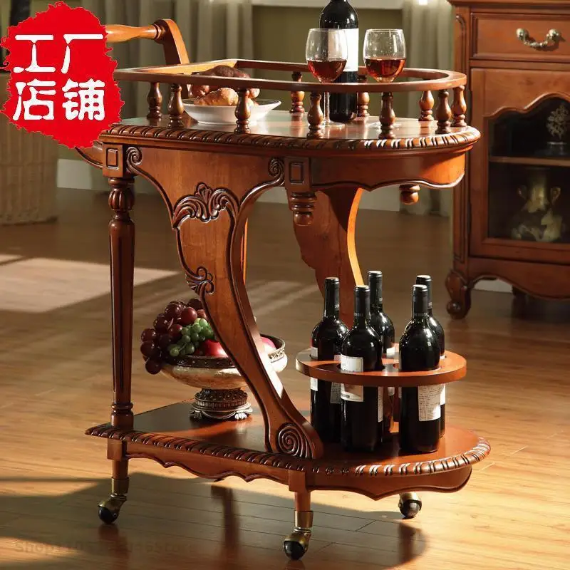 American Solid Wood Mobile Food Truck Receiving Food Truck European Trolley Hotel Restaurant Ktv Wine Car Small Tea Rack
