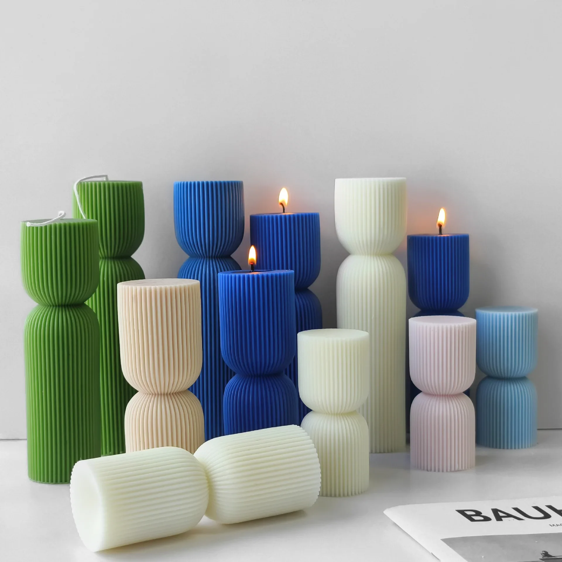 Striped Pillar Scented Candle Silicone Mold DIY Cylinder Plaster Resin Ornaments Mould Church Candle Making Supplies aromatherapy candle mold silicone mold silicone candle molds silicone candle mold cylindrical candle mold candle mold