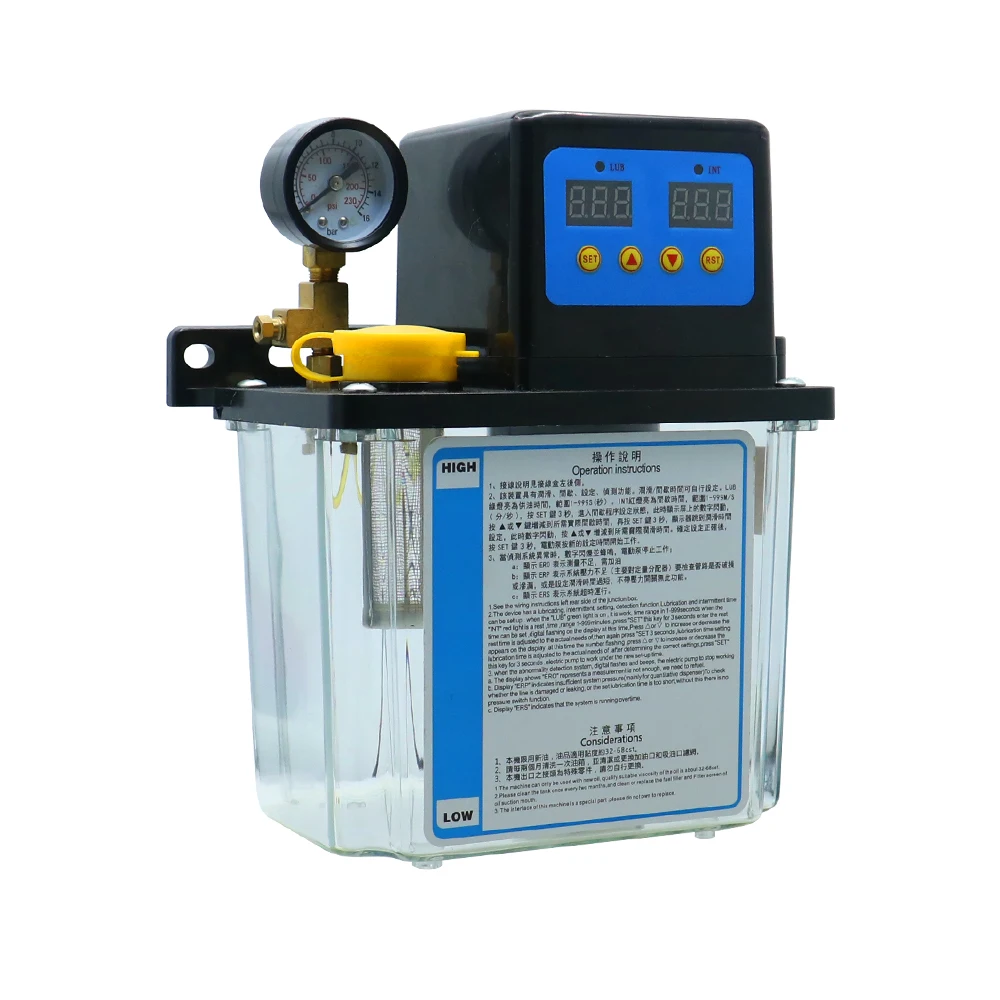 1L 2L Oil Lubrication Pump Automatic Lubricating Pump with Pressure Gauge CNC Electromagnetic Solenoid Lubricator