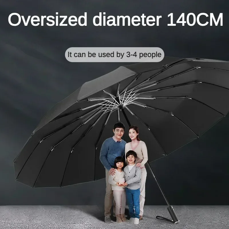 Super Large 140CM Automatic Folding Umbrella for Man and Women, Windproof Strong Reinforce Sun and Rain Big Umbrellas Parasol 2