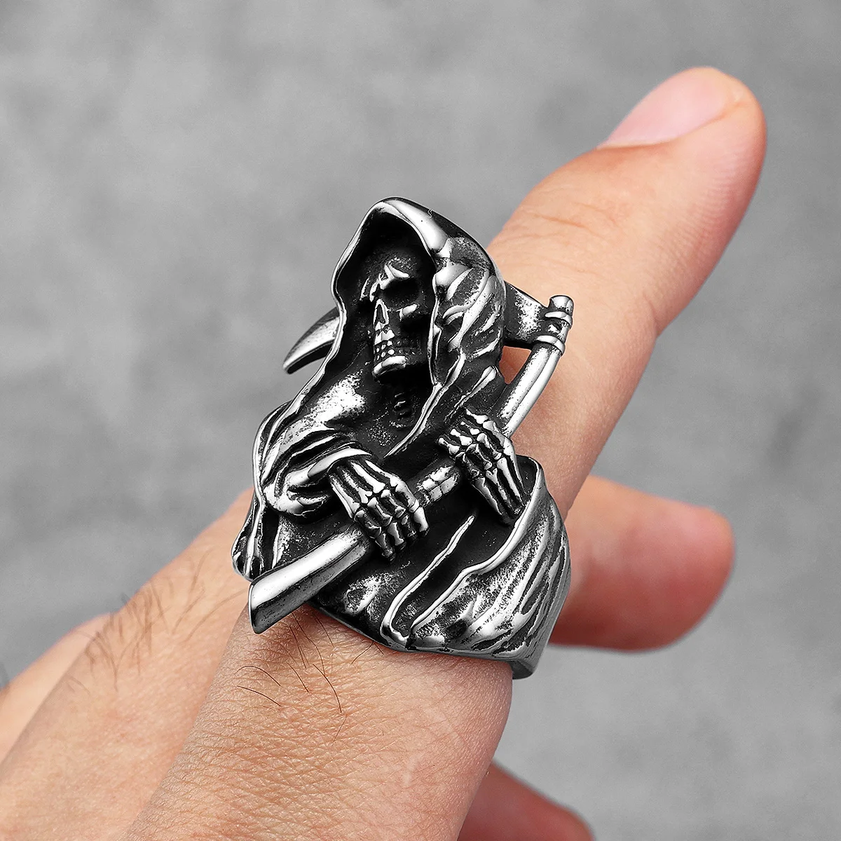 Grim Reaper Stylish Skull Men Rings Stainless Steel Women Jewelry Punk Retro New In Rock Fashion Accessories Gift Wholesale 3