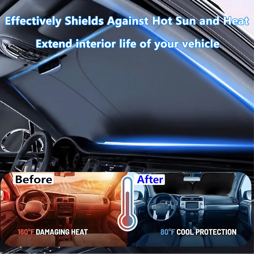 Premium Summer Car Windshield Sunshade with UV Protection - Foldable Front Window Visor & Styling Accessory