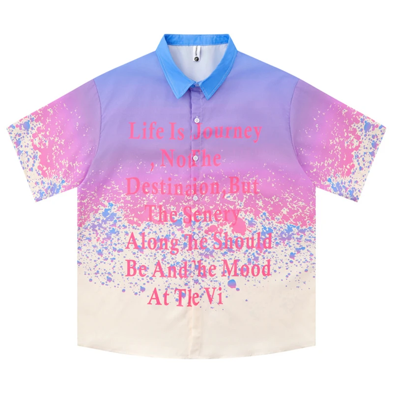 

Неполная художественная градиентная рубашка Dark Icon, мужские уличные модные Гавайские рубашки, яркий материал для праздника