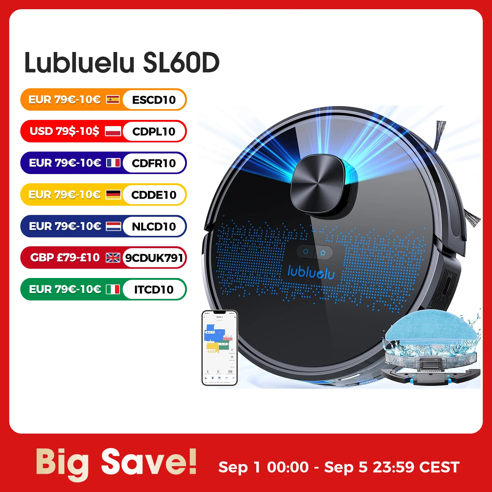Lubluelu SL60D 黒 Affordable Robot Vacuum SL60 D - Best