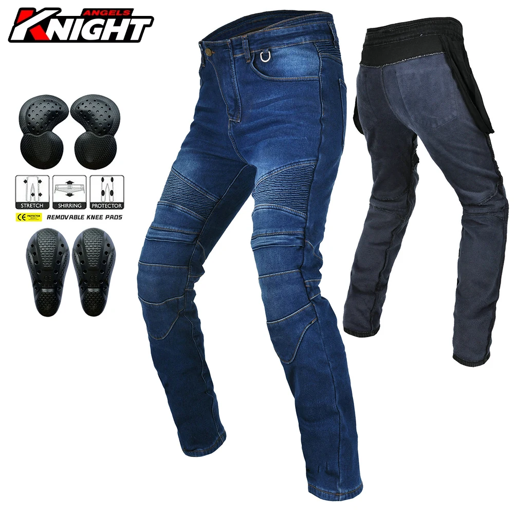 오토바이 청바지 남성용 레트로 오토바이 라이딩 팬츠 겨울용 플리스 따뜻한 방풍 레이싱 안티드롭 팬츠