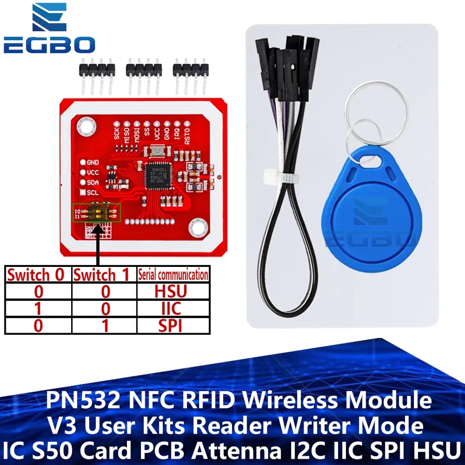 1 ~ 5PCS 1Set PN532 NFC RFID 무선 모듈 V3 사용자 키트 리더기 모드 IC S50 카드 PCB Attenna  I2C IIC SPI HSU For Arduino - AliExpress