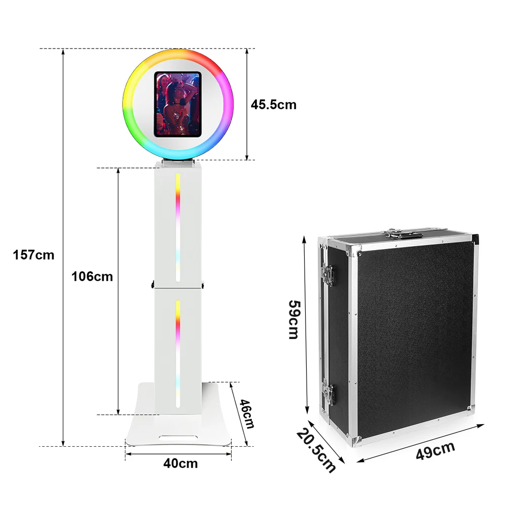 LED Photo Booth Machines Selfie For iPad 12.9inch 3rd 4th 5th 6th For Party Birthday Events Portable Photobooth 6