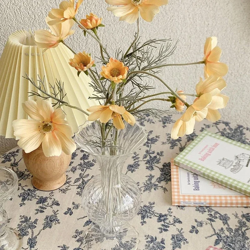 Table Cloth Cotton Linen Flower Print for Coffee Table Dining