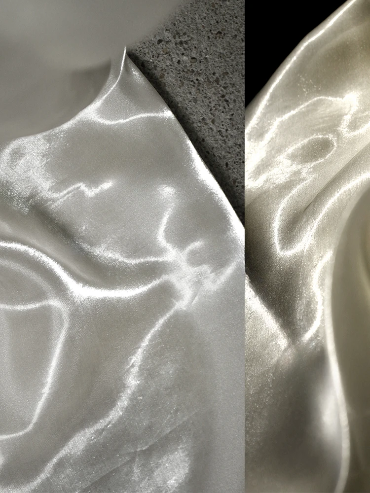 

Fabric Wide145cmx50cm High Gloss Water Flash White Fashion Simple DIY Suit Profile Wedding Dress Textile Cheongsam SpringSummer