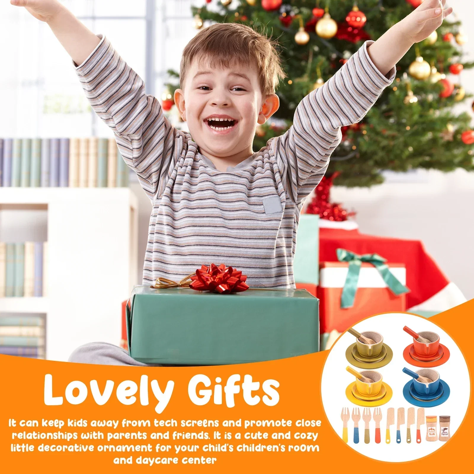 Pretend Play Wooden Kitchen Toys Set Toddler Educational Pretend Dish Toy Simulation Kitchen Toys Accessories for Kids Toddlers