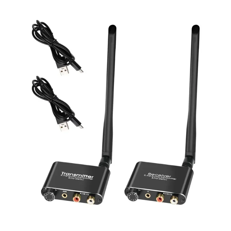 2.4ghz Wireless Wifi Audio Music Transmitter and Receiver with 3.5mm R/L RCA Wireless Audio adapter for DVD TV Computer CD
