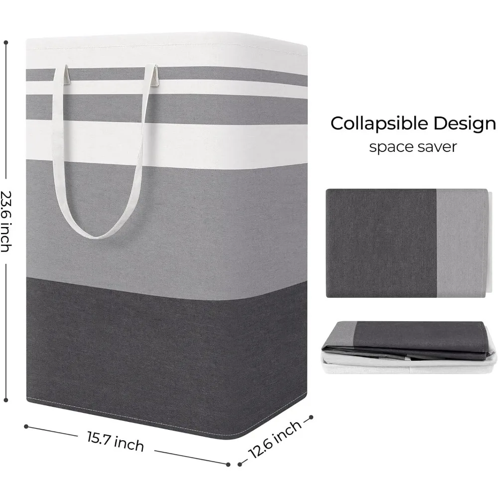Laundry Basket Portable Hamper Foldable Dirty Laundry Basket Large Capacity Waterproof Cotton Linen Dirty Clothes Toy Laundry Hamper Storage Bag with Handles
