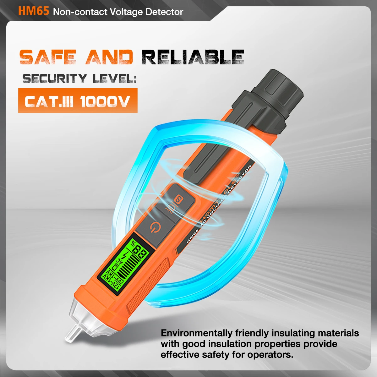 HOMTOOLS HM65 AC 전압 테스터 12-1000V 비접촉식 Waterptoof 디지털 AC 전압 감지기 LCD 디스플레이가 있는 전기 테스터