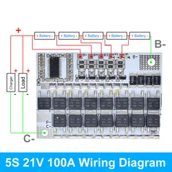 High - Capacity Lithium Battery Protection Circuit Board with Balance Charging - 4PCS (5S 21V 100A)