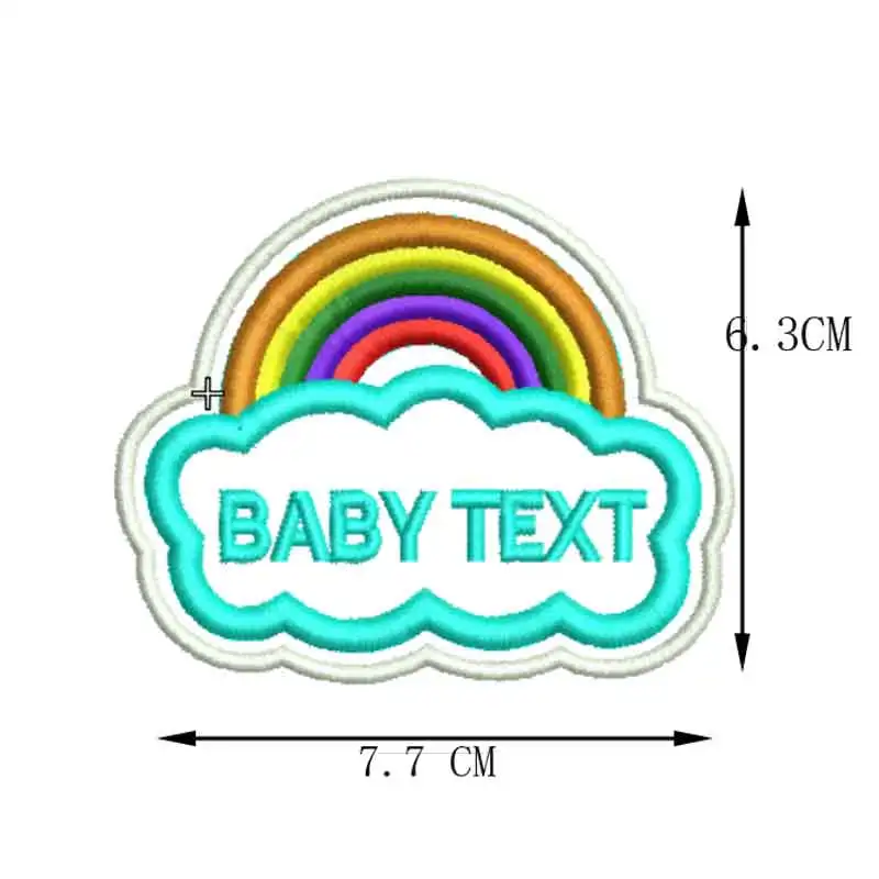 Custom Kids Name Patch Cartoon Rainbow Clouds Embroidery Kindergarten Baby Name Badge Applique Clothing patches,embroidered patches,custom name patches