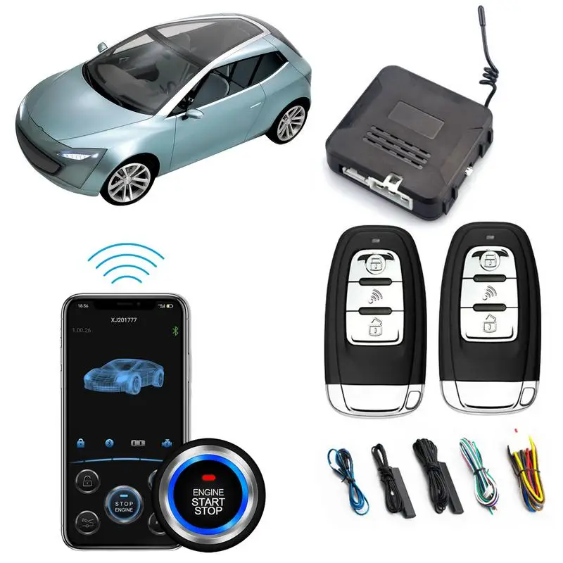 Keyless Entry Car Alarm System Push To Start Kit With Remote Start Push To Engine Start Stop Safe Lock With Remote And Phone for mercedes benz cls class 2014 2017 add car push start stop remote starter and keyless entry with new key mobile phone app