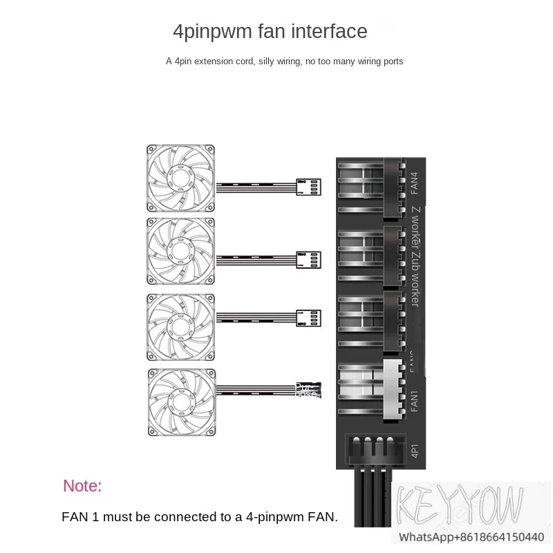 F4P 마더보드 선풍기 허브, 선풍기 허브 컴퓨터 PWM 4 핀 온도 제어 속도 제어 보드, 1/4 포트