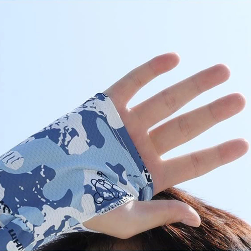UV Solar Arm Sleeves Unisex Cycling Fingerless Gloves Cool Muff Summer Ice Silk Elastic Sunscreen Sleeves Plus Size Arm Cover