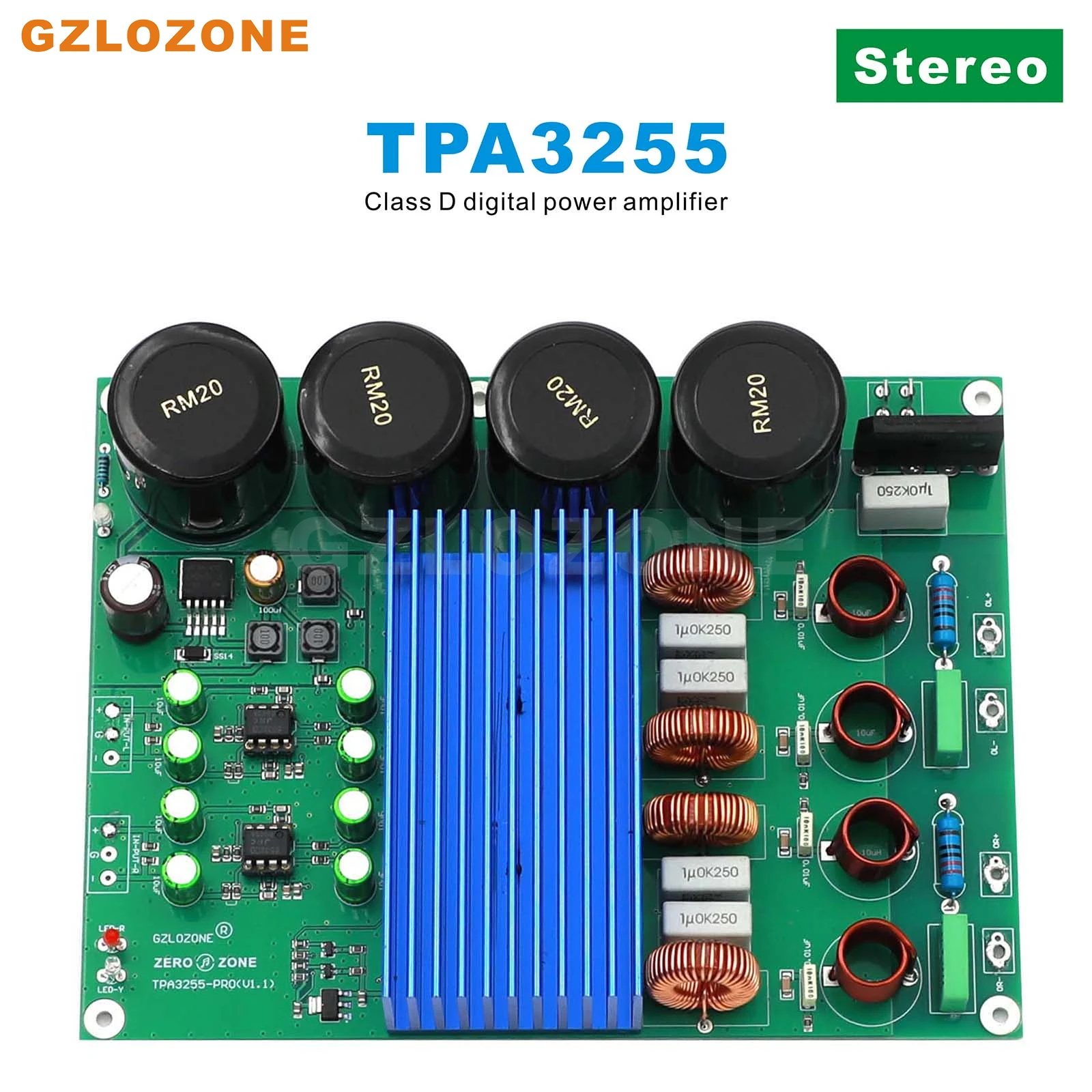 

High Power HIFI BTL Stereo TPA3255 Class D Power Amplifier Finished Board Support RCA/XLR Input 150W+150W