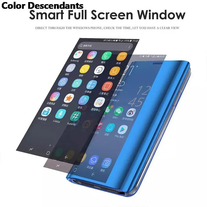 Smart Mirror Flip Phone Case For Samsung Galaxy S23 Ultra S22 S21 S20 FE S10 Plus A04 A04S A34 A54 A33 A53 A73 A32 A52 A72