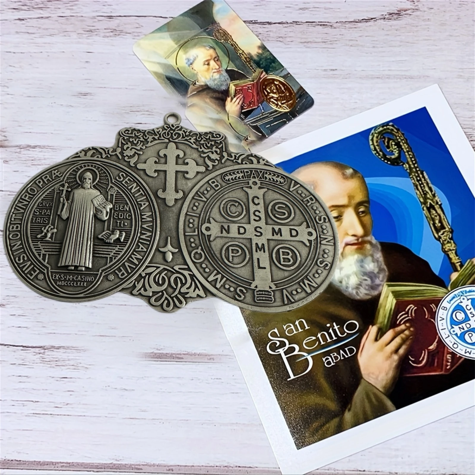 ✝️ Extra Large St. Benedict Cross Medal – 5.7" x 4" 4