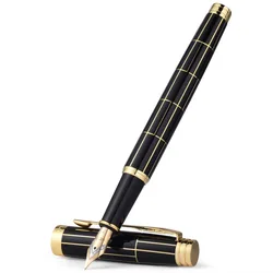 Elegant Black Fountain Pen with Classic Metal Design for Writing and Calligraphy (SIZE C Black)
