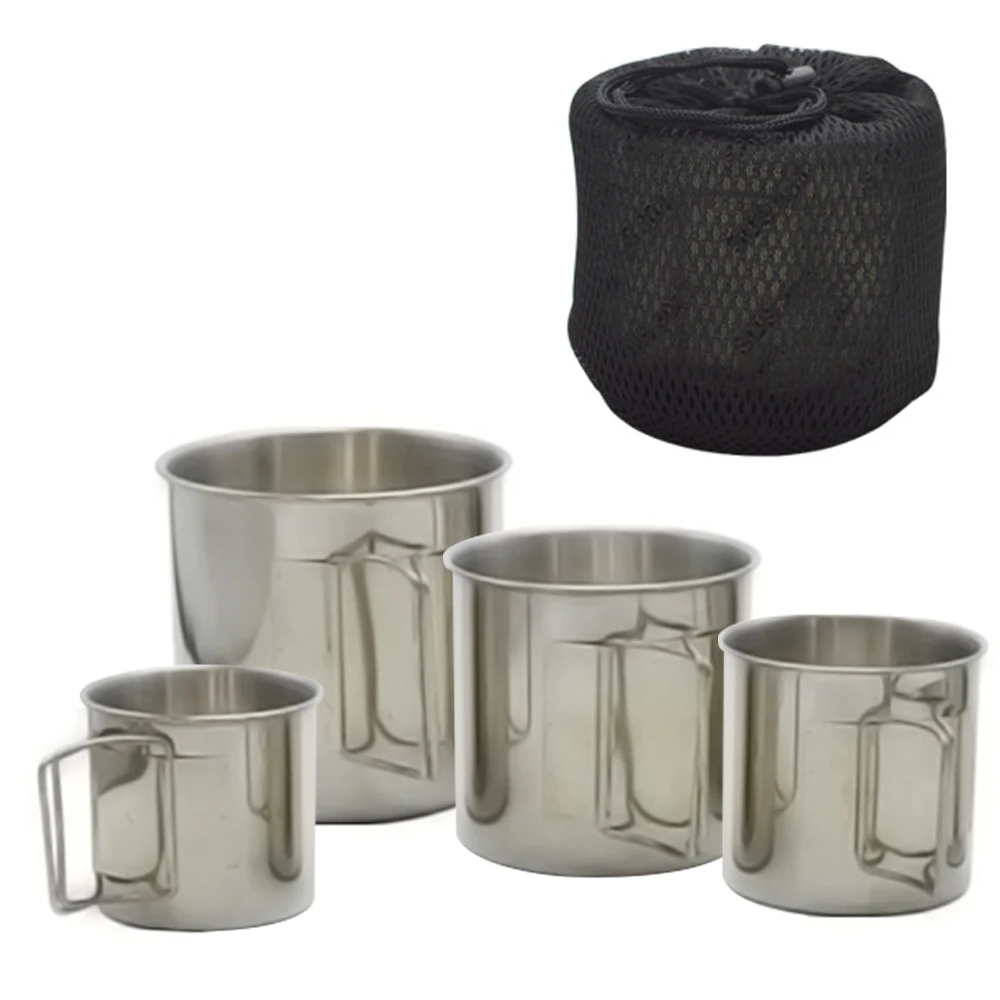 250ml Aluminum Camping Mug Coffee Cup with Folding Handles Water Cup Mug