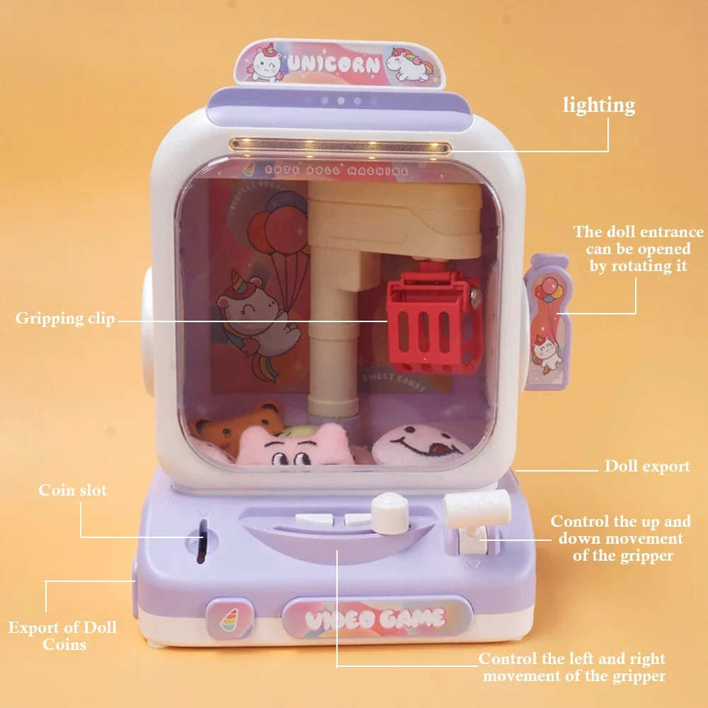 New Mini Claw Machine Rabbit  Electronic Dispenser Arcade Game Candy Crane Game Doll Capsule Toy Music And Lighting Kids Gift 3