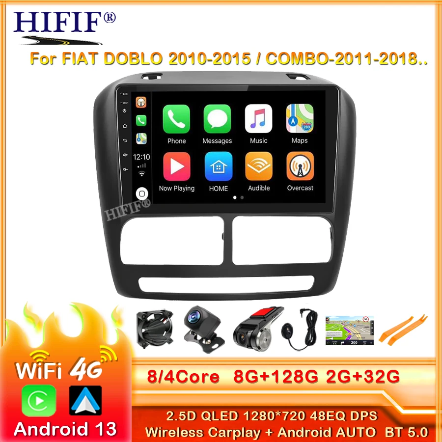 2Din Android Autoradio Per Fiat Doblo 2010-2015 Combo 2011-2018 Lettore Video Multimediale Carplay Autoradio Navigazione Gps